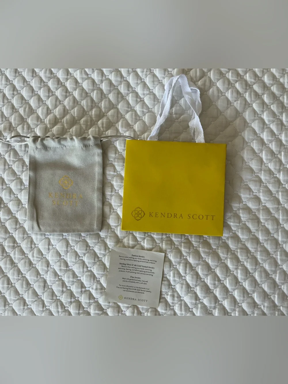 Kendra Scott Yellow Gift Bag with Cream Dust Pouch